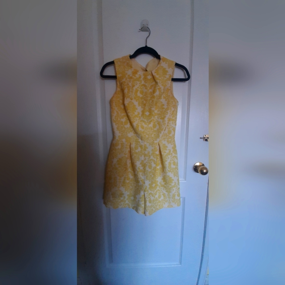 Warehouse yellow printed short jumpsuit